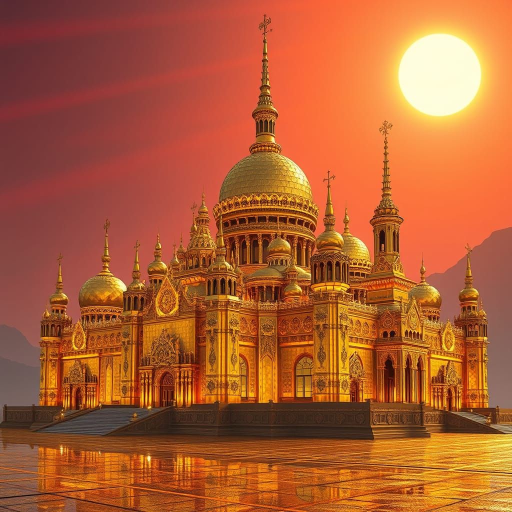 Golden Palace Sunset: Science Fiction Architecture