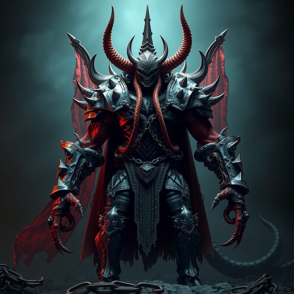 Imposing Monster Knight with Tentacles in Dark Fantasy