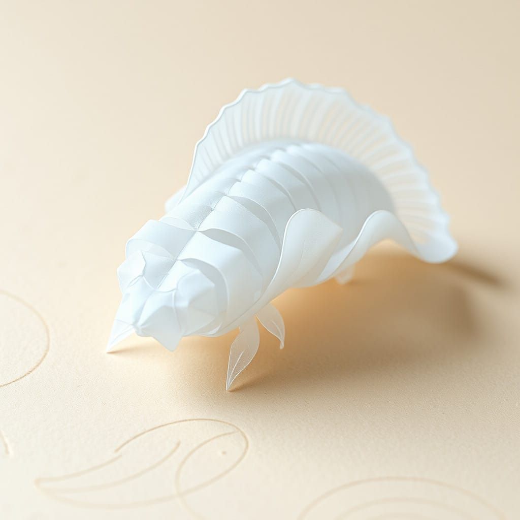 Whimsical Origami Paramecium on Stationery Background