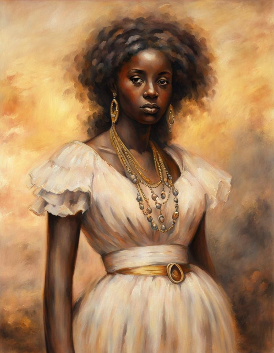 African Woman Portrait in Turner Style