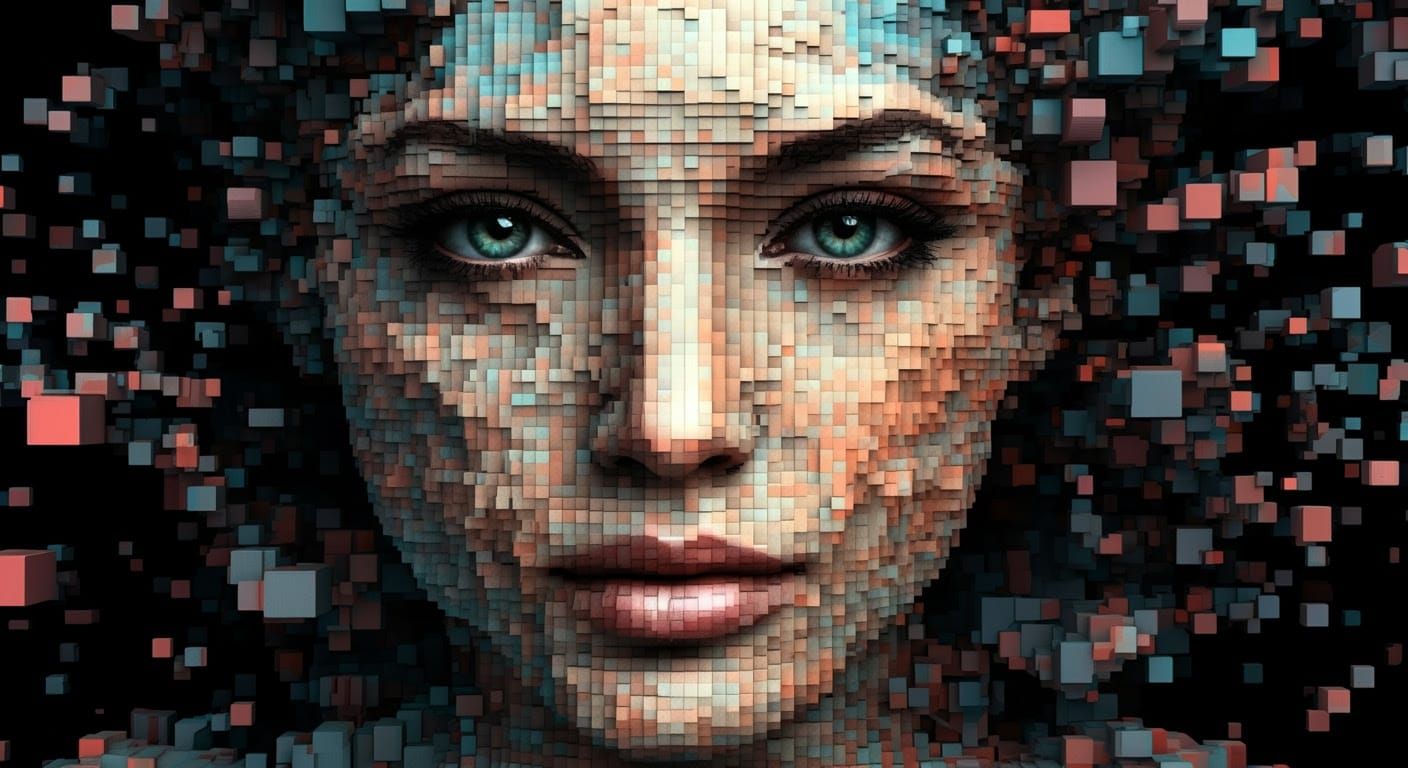 Vibrant Cubist Portrait in Futuristic Digital Art Style