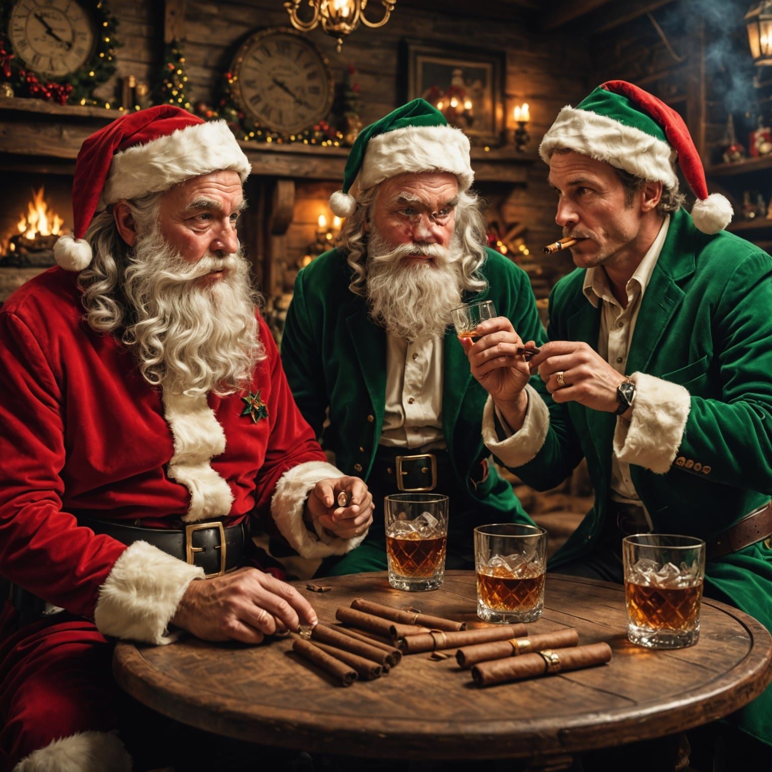 Santa's elves drinking whiskey, smoking cigars and fighting ...