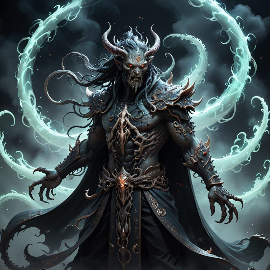 Cosmic God Overrun by Chaos Forces in Dark Space