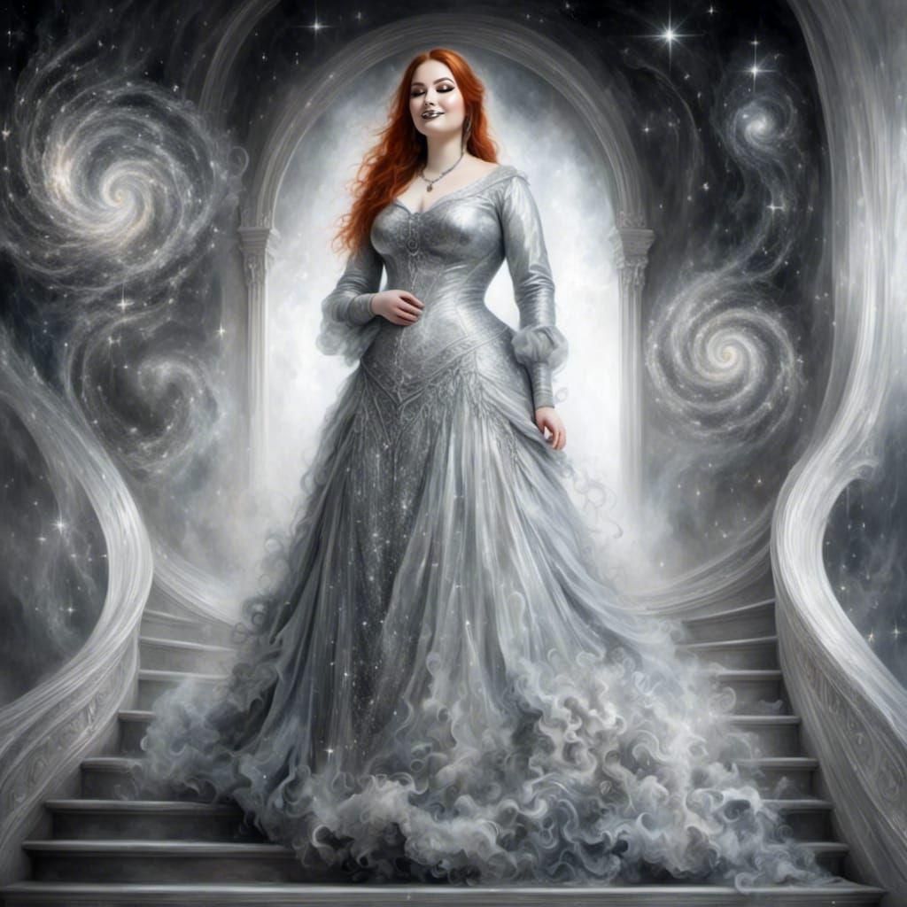 Sparkling Goth Woman with Fractal Background