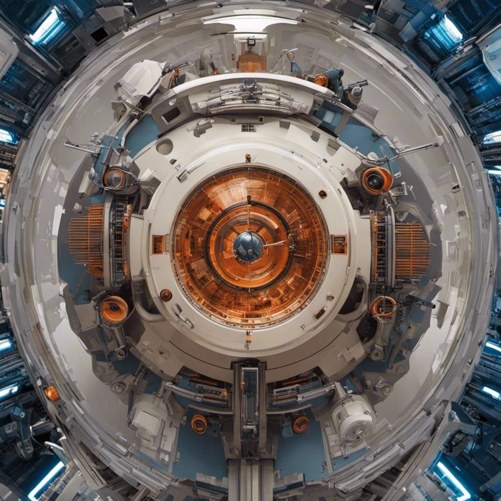 Dark Spaceship Interior in Monochrome and Blue