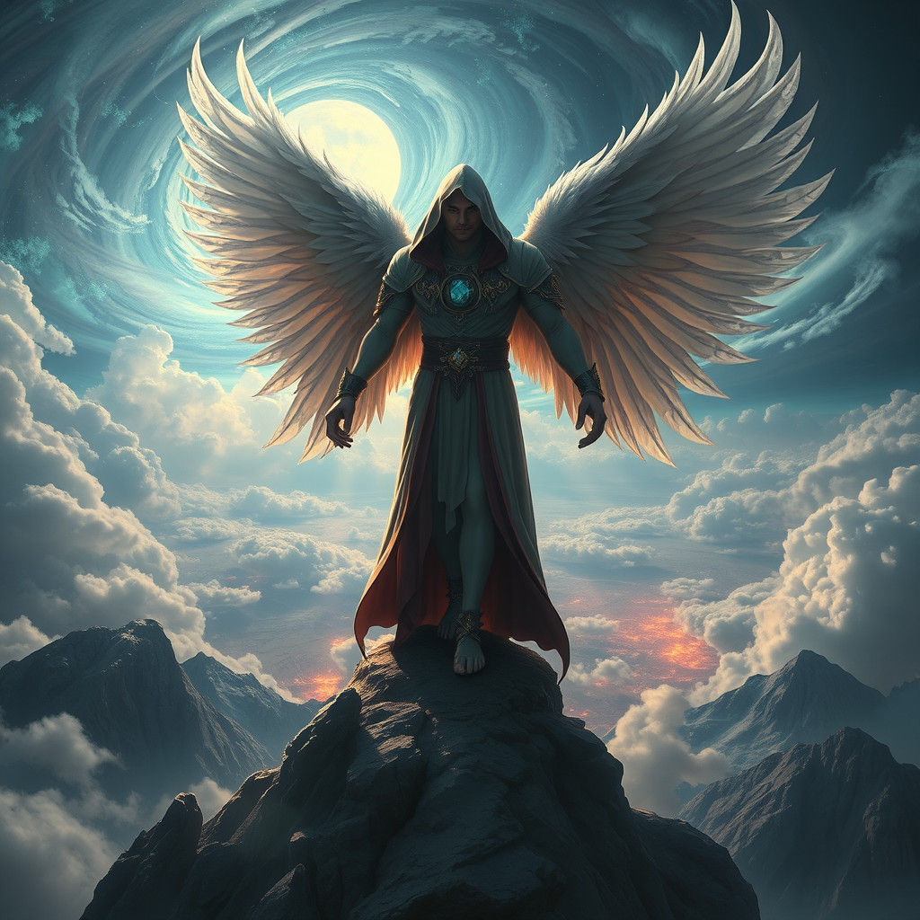 Colossal Winged Being Overlooking Miniature World