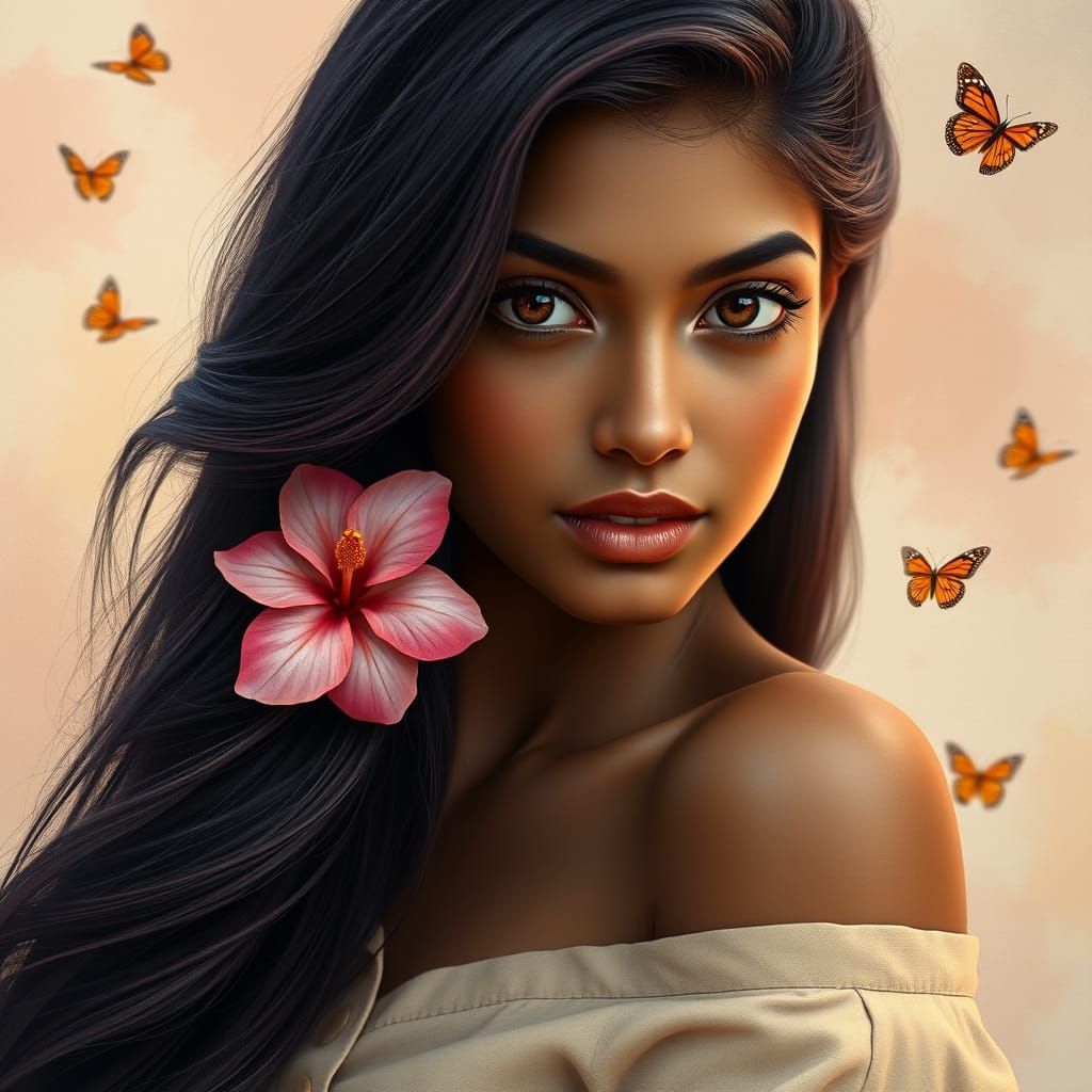 Serene Indian Beauty in Photorealistic Portrait