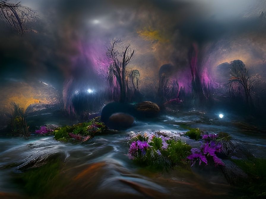 Cosmic Alien World in Mixed Media