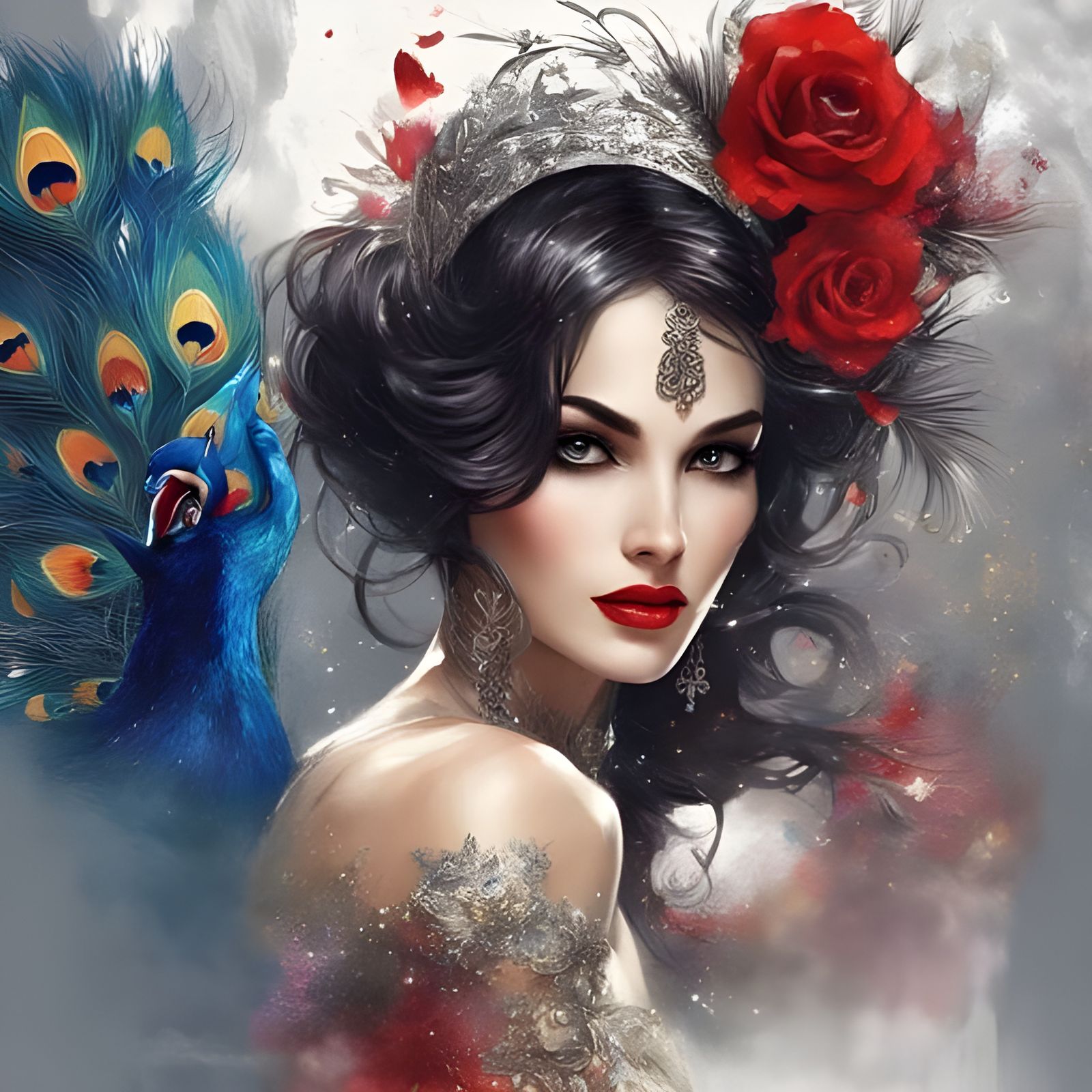 French Catwoman with Lion Features in Latex Dress