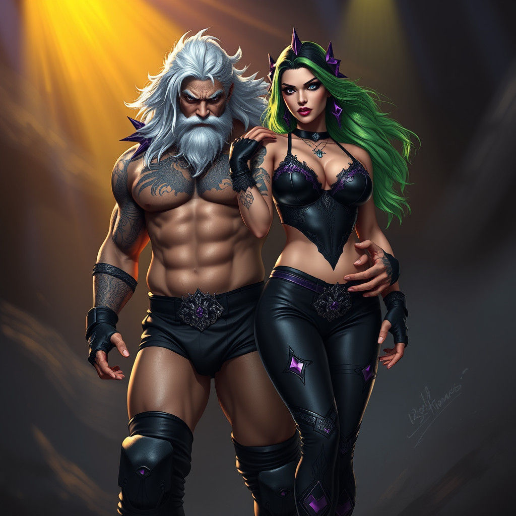 Dark Fantasy Wrestling Couple in Gothic Style