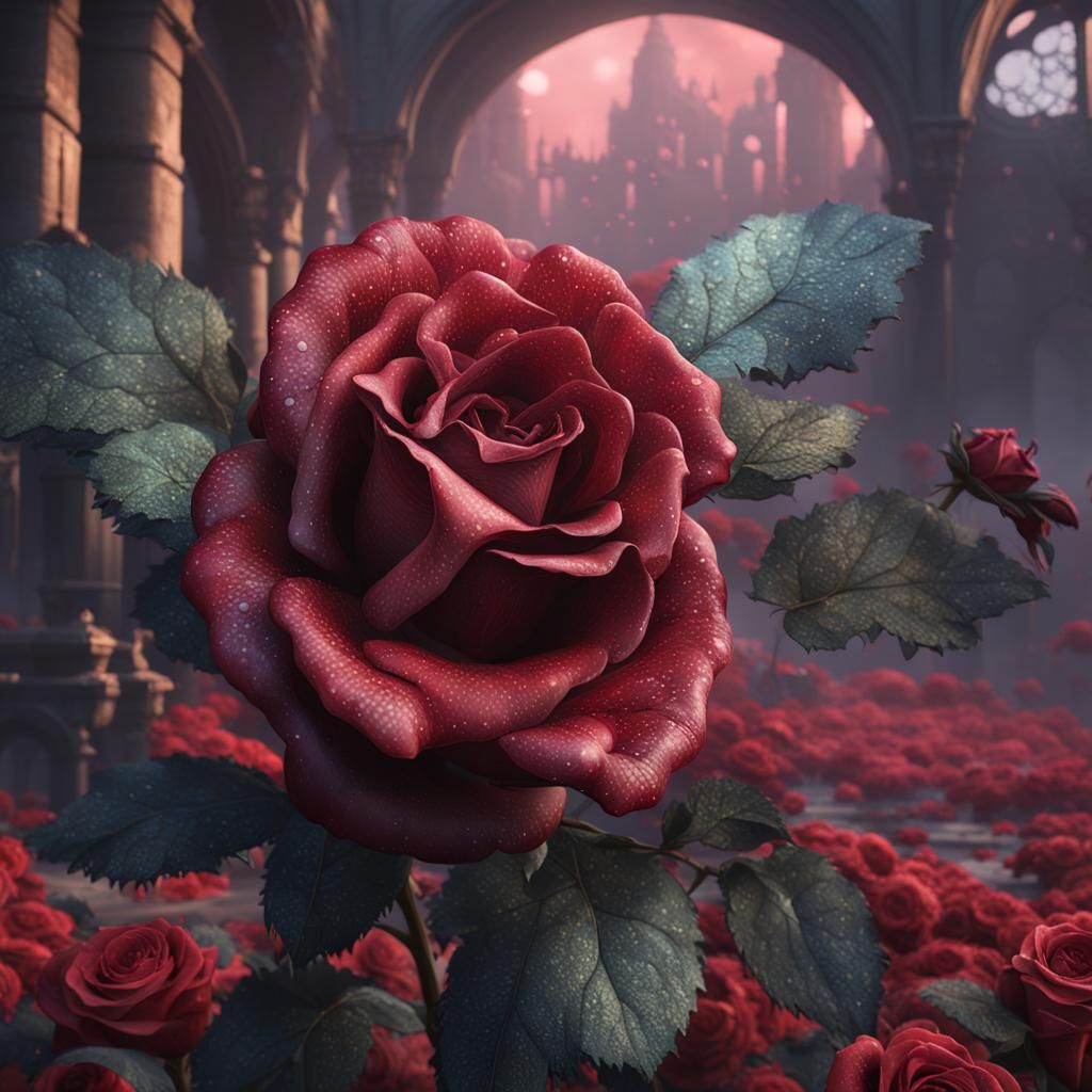 Fantastical Rose Matte Painting in Deep Color