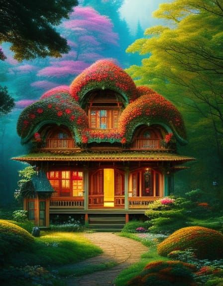 Maximalist House in Anime Key Visual Style