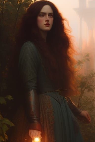 Pre-Raphaelite Princess Portrait with Dramatic Lighting