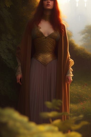 Pre-Raphaelite Princess with Dramatic Lighting