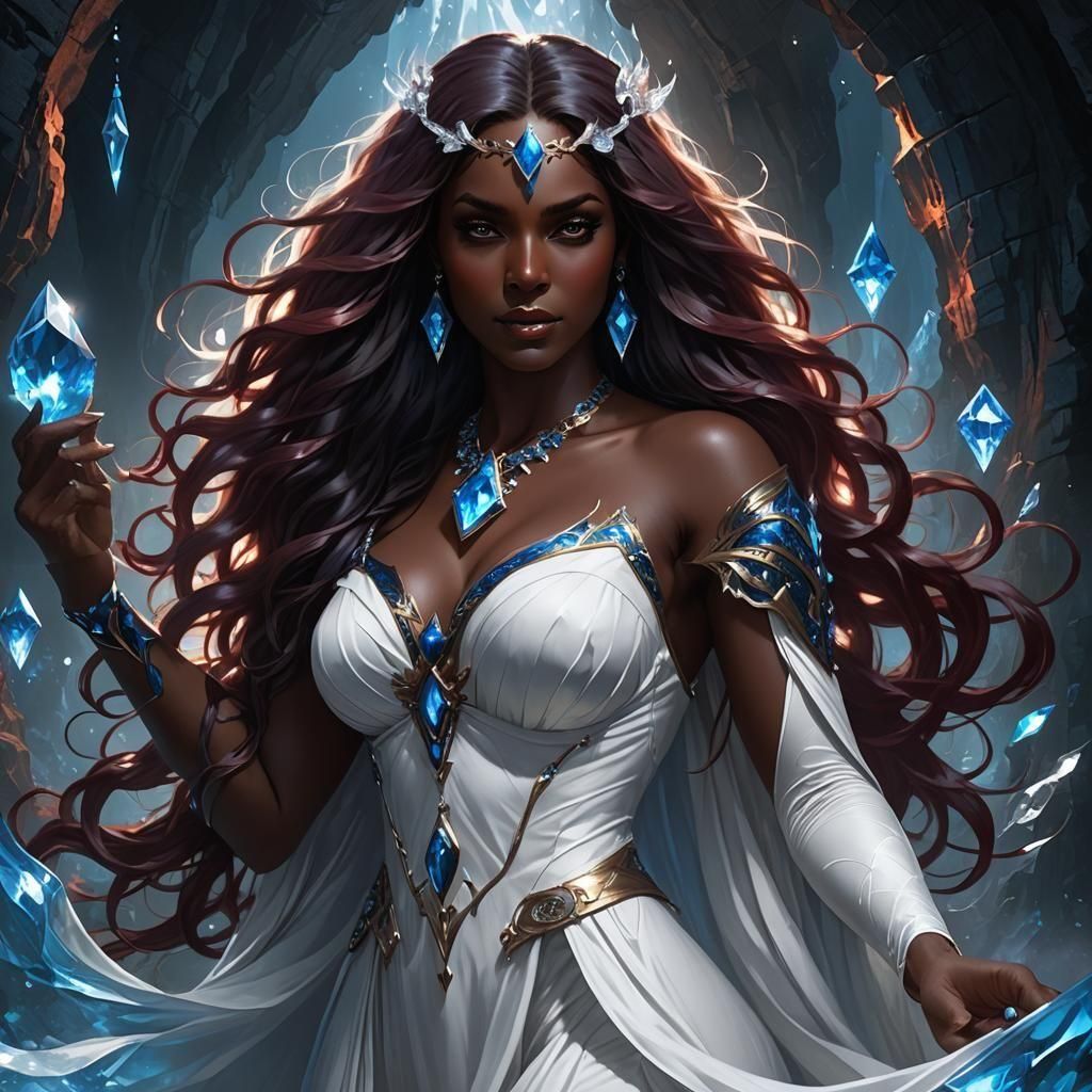 Sorceress Draws Power from Glowing Gemstone