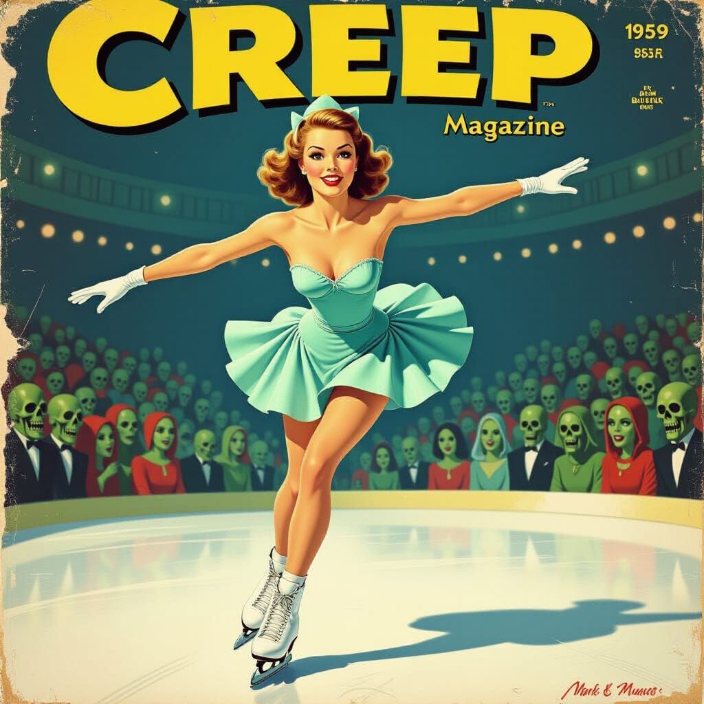Vintage CREEP Magazine Cover with Figure Skater