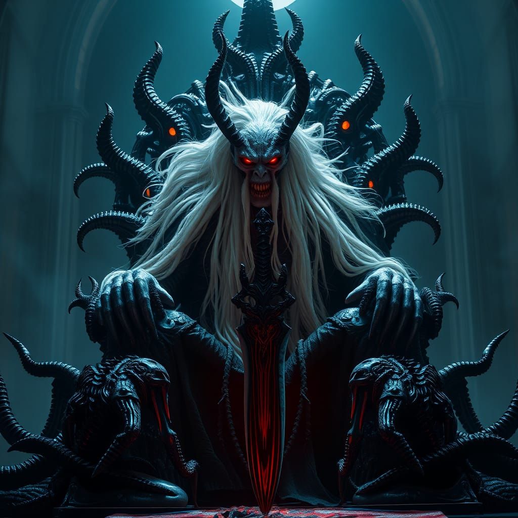 Knull God of Symbiotes on Throne with Necrosword