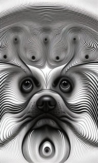 Melting Fractal Puppy Portrait in Topographic Style