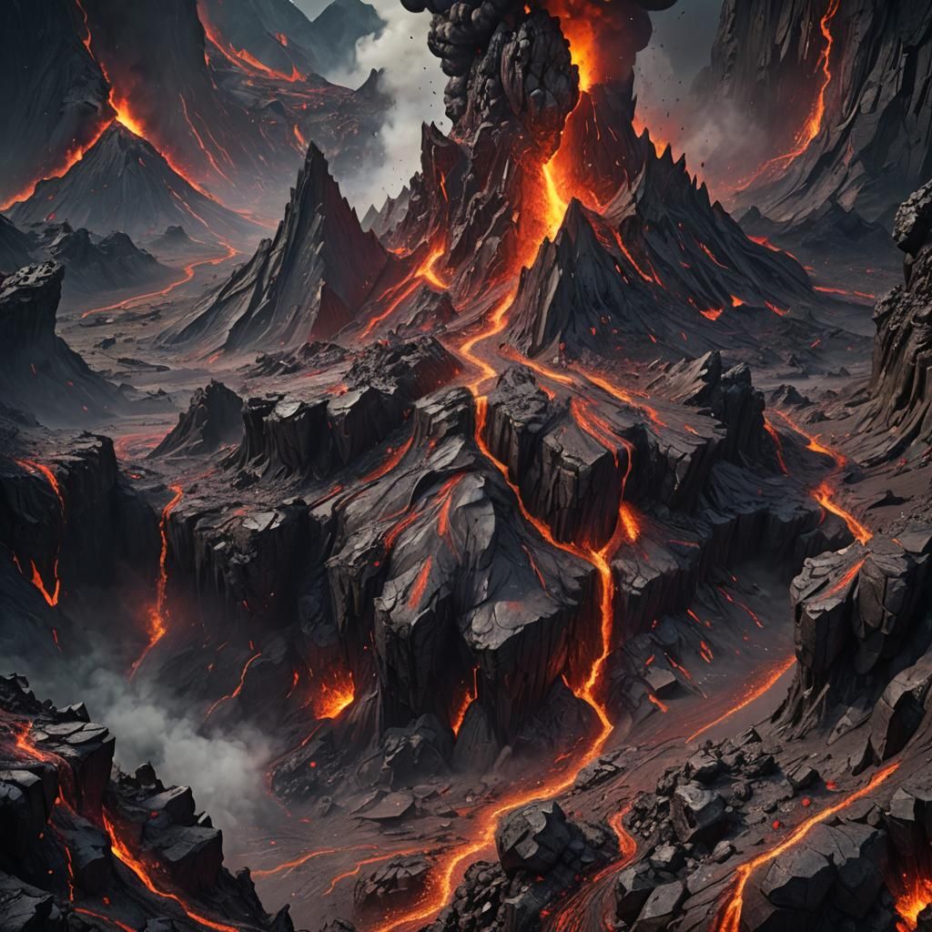 Detailed Matte Painting of a Volcano