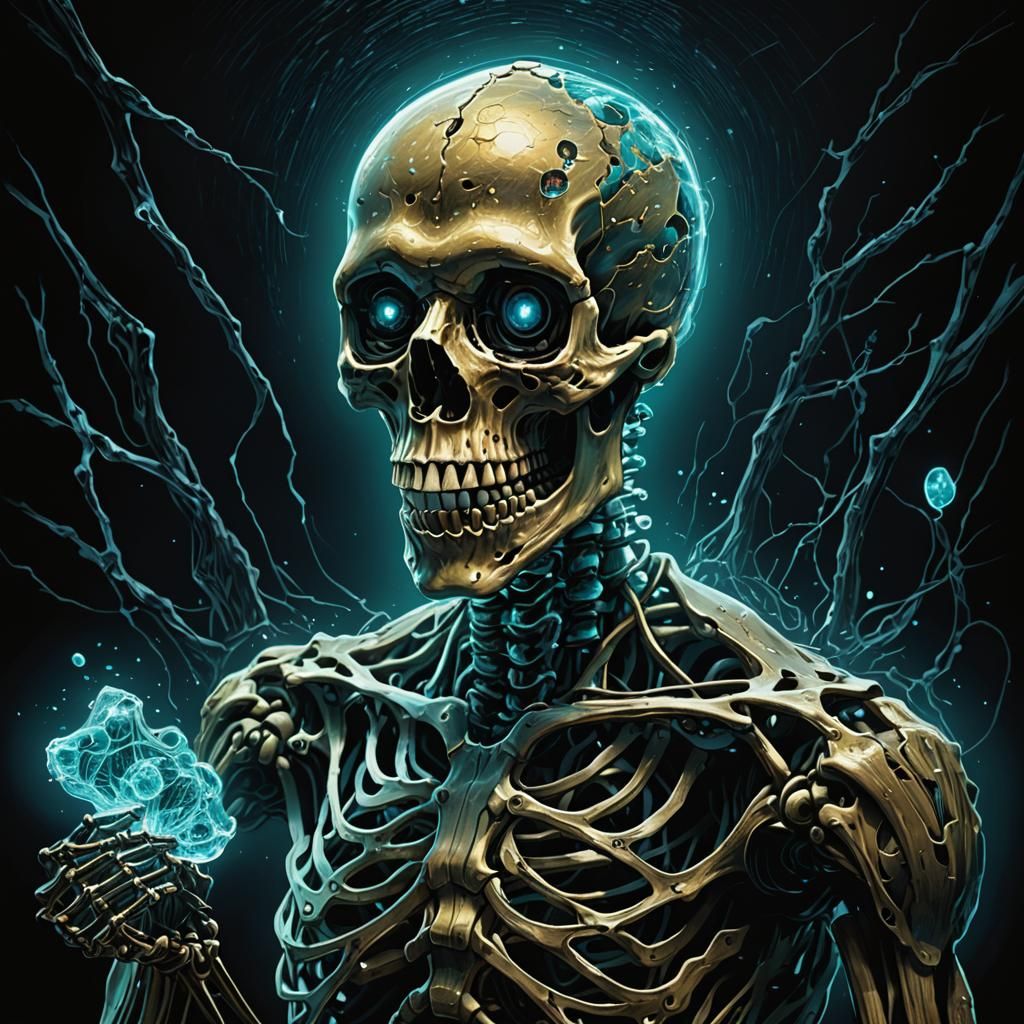 Bioluminescent Exoskeleton Van Gogh-Style Drawing