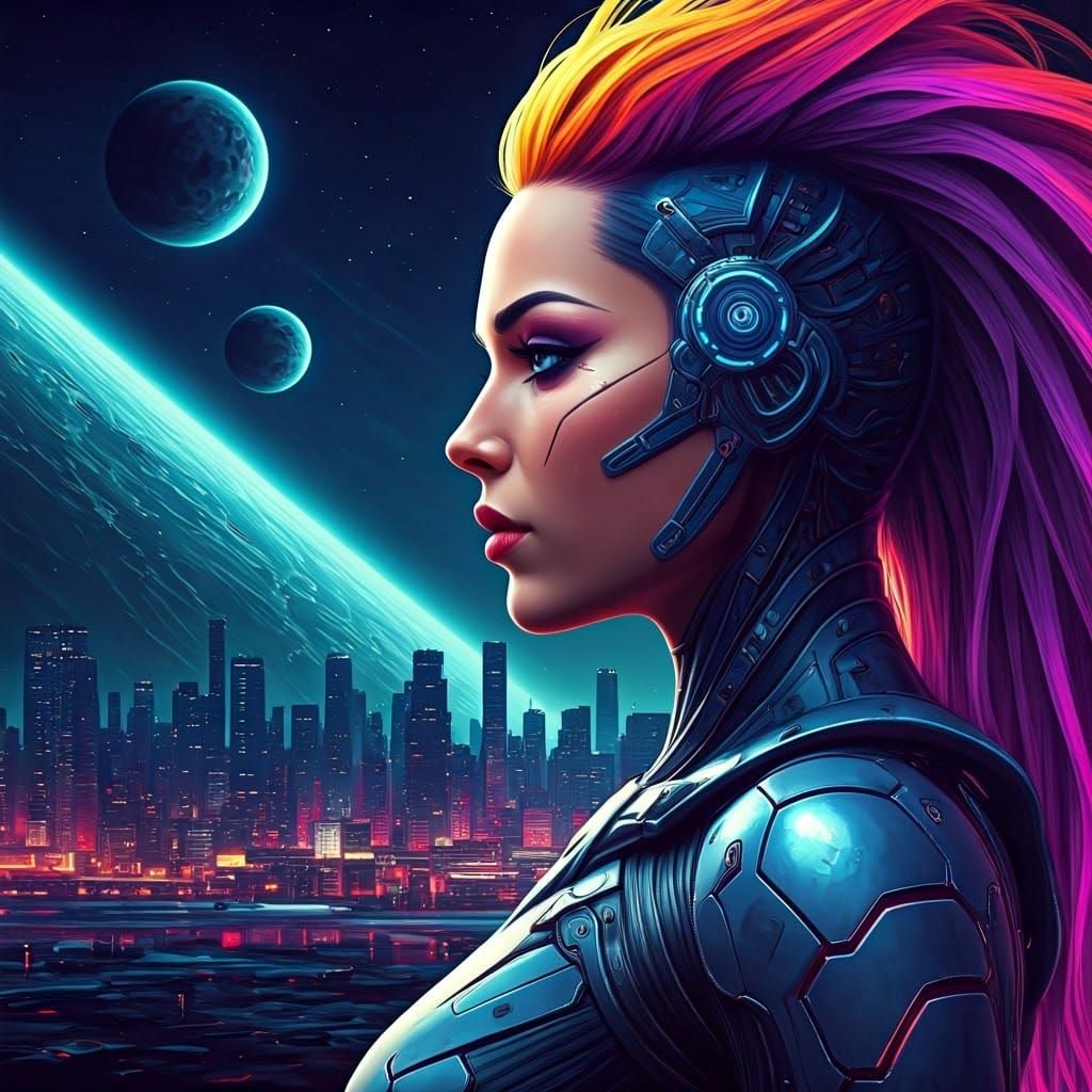 Cyberpunk Heroine on Alien Planet