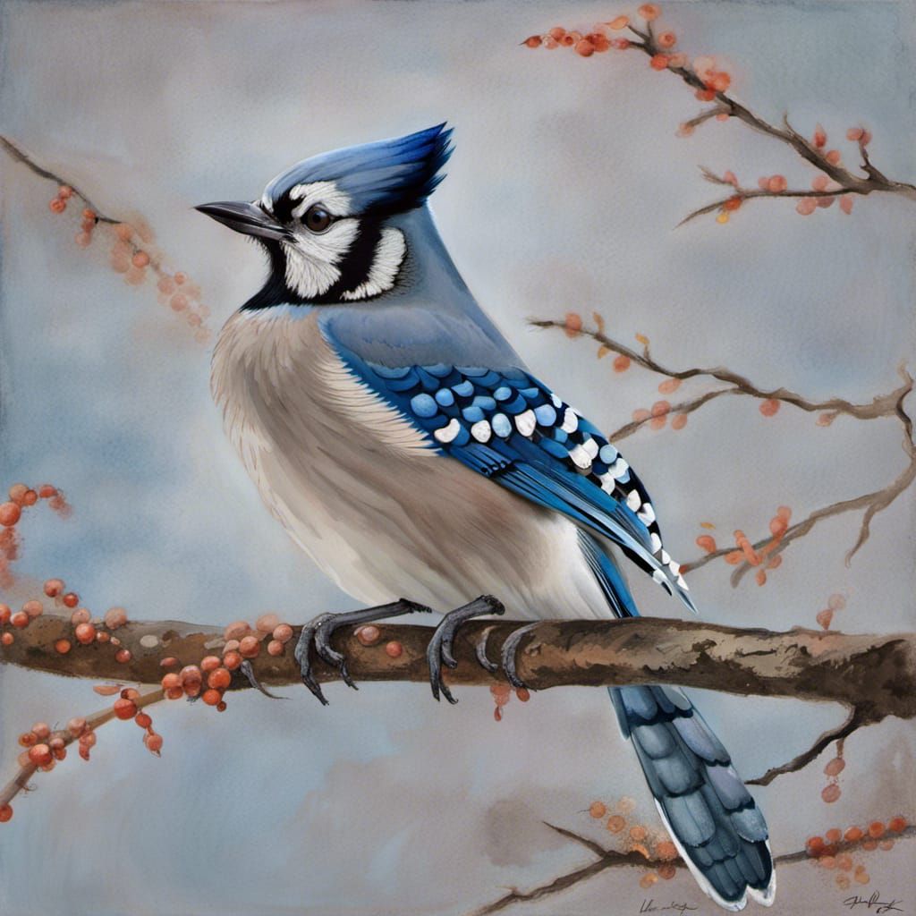 Detailed Portrait of a Blue Jay