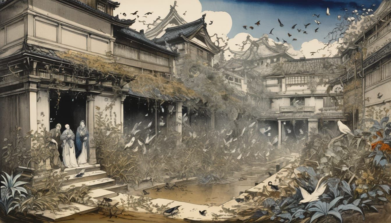 Haunting Japanese Architecture in Dark, Eerie Style