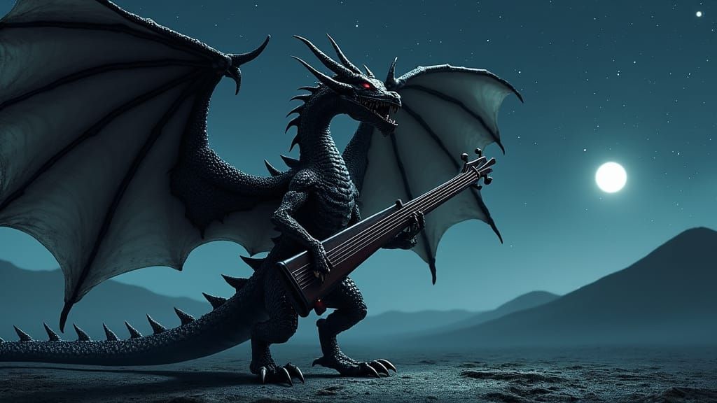 Mechanical Dragon Shreds Koto Solo Under Dark Sky
