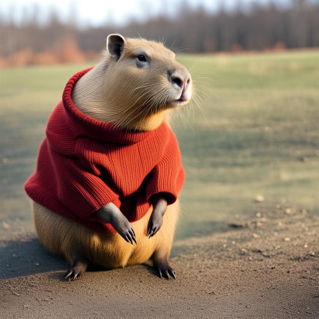 Capybara Wearing a Turtleneck Sweater