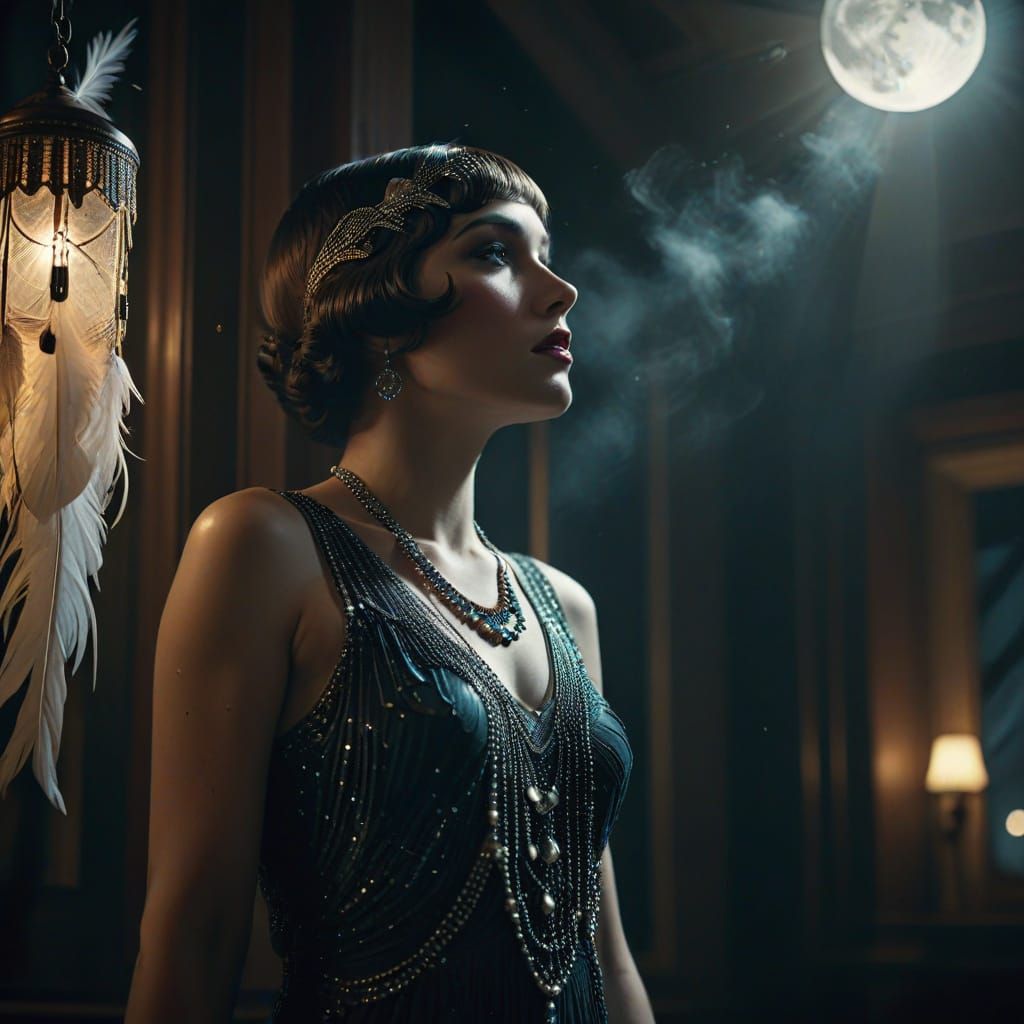 1920s Film Noir Moonlit Portrait