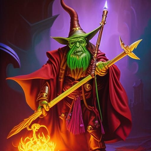 A Goblin Wizard Casting a Spell