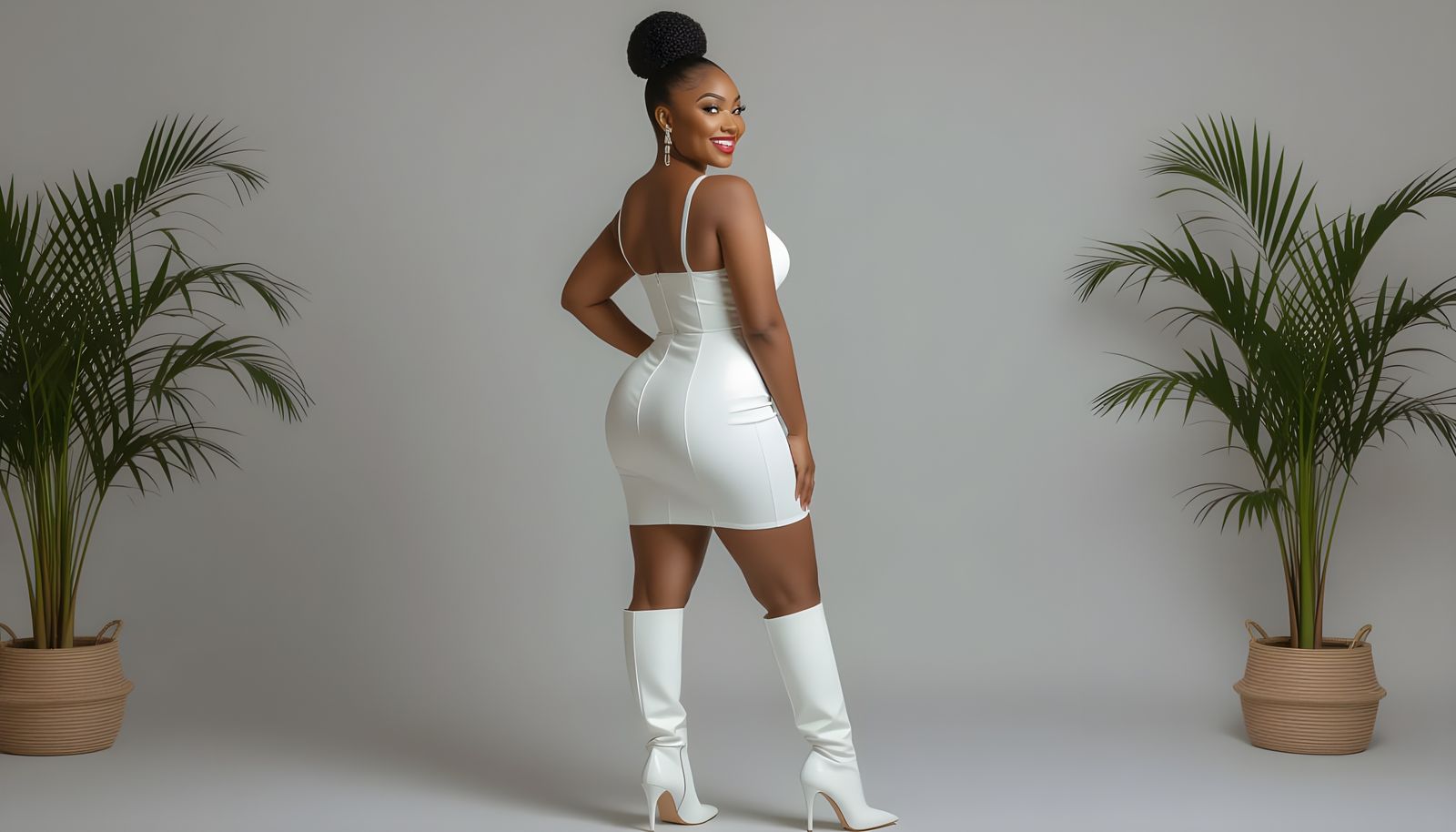 Nigerian Woman in White Leather Dress, 4K Photo