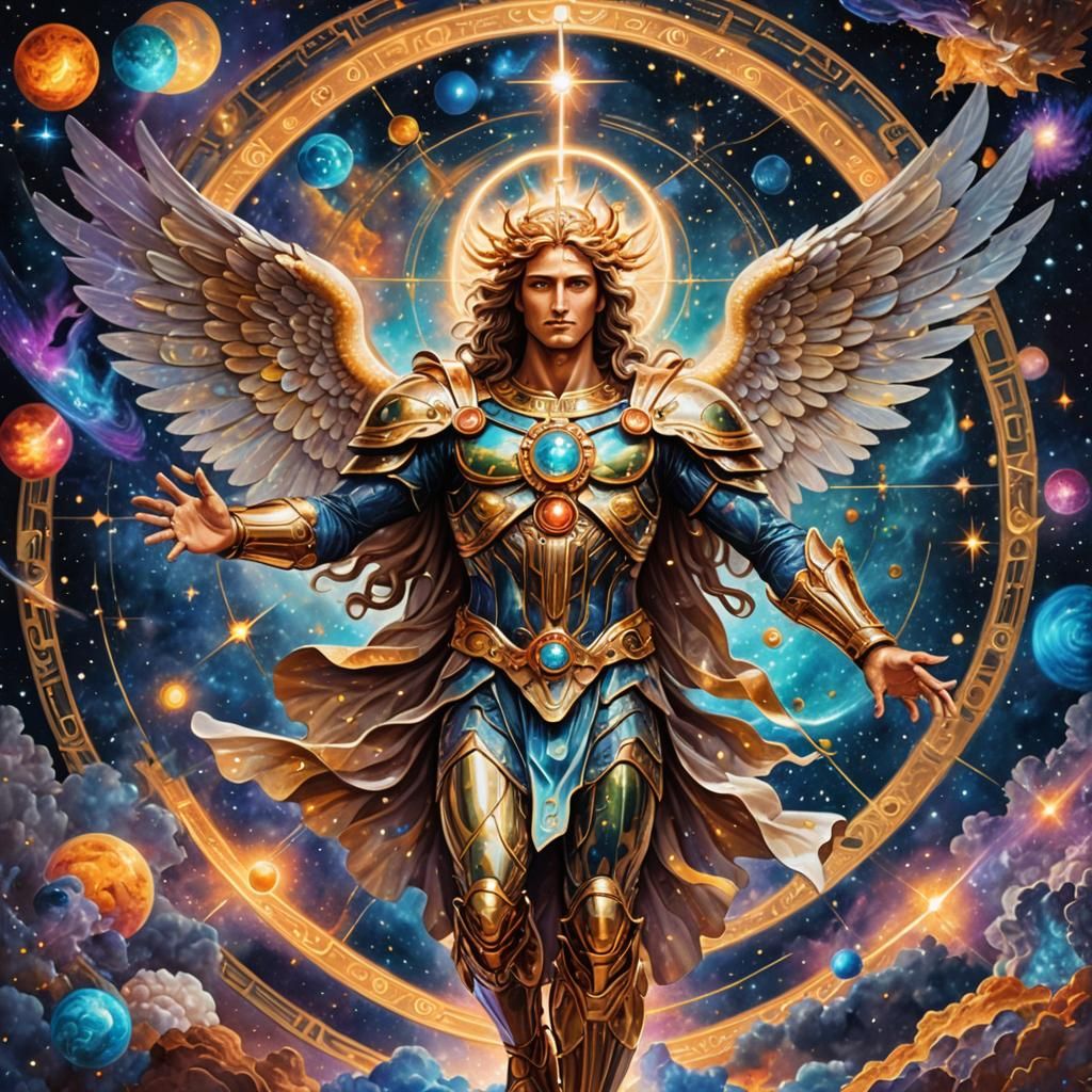 Archangel Michael and Quantum Mechanics in Cosmic Art