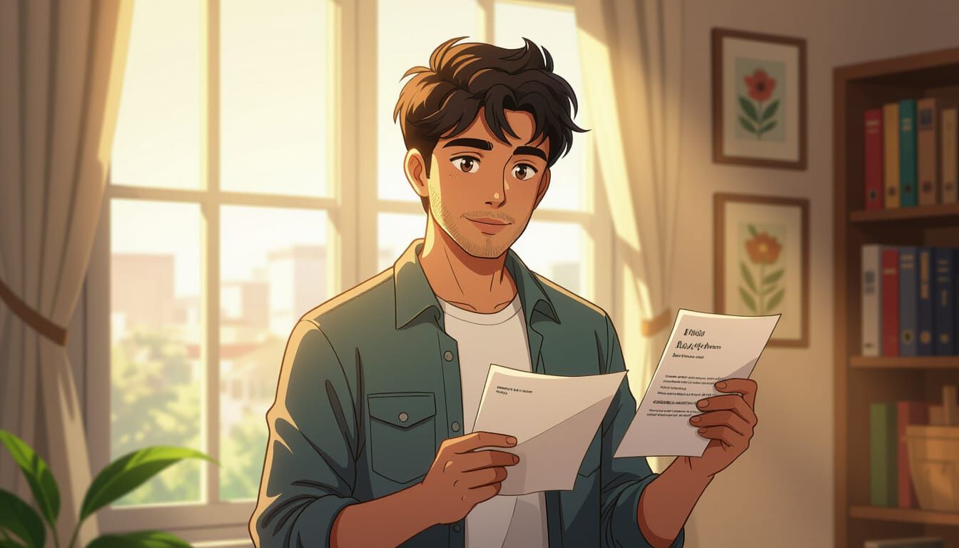 Young Indian Man's Journey: Rejection to Offer in Anime Styl...