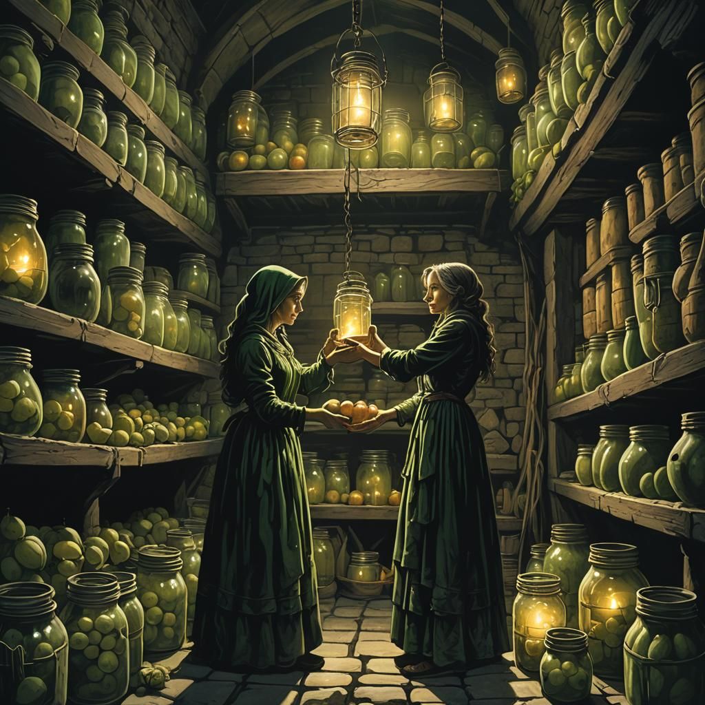 Dark Fantasy: Hecked Mom in Dimly Lit Cellar