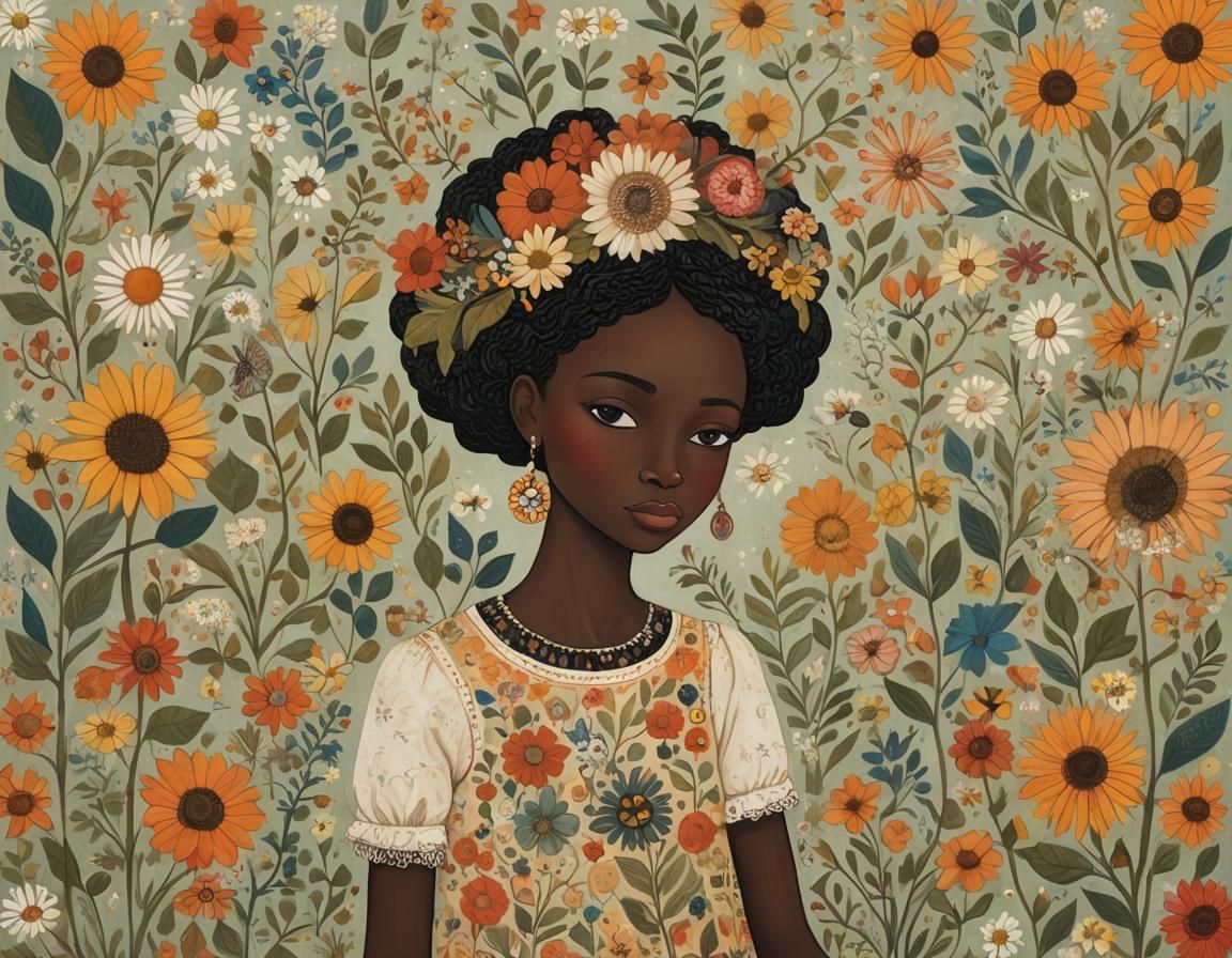 Colorful Portrait of a Girl with Melanin Rich Skin