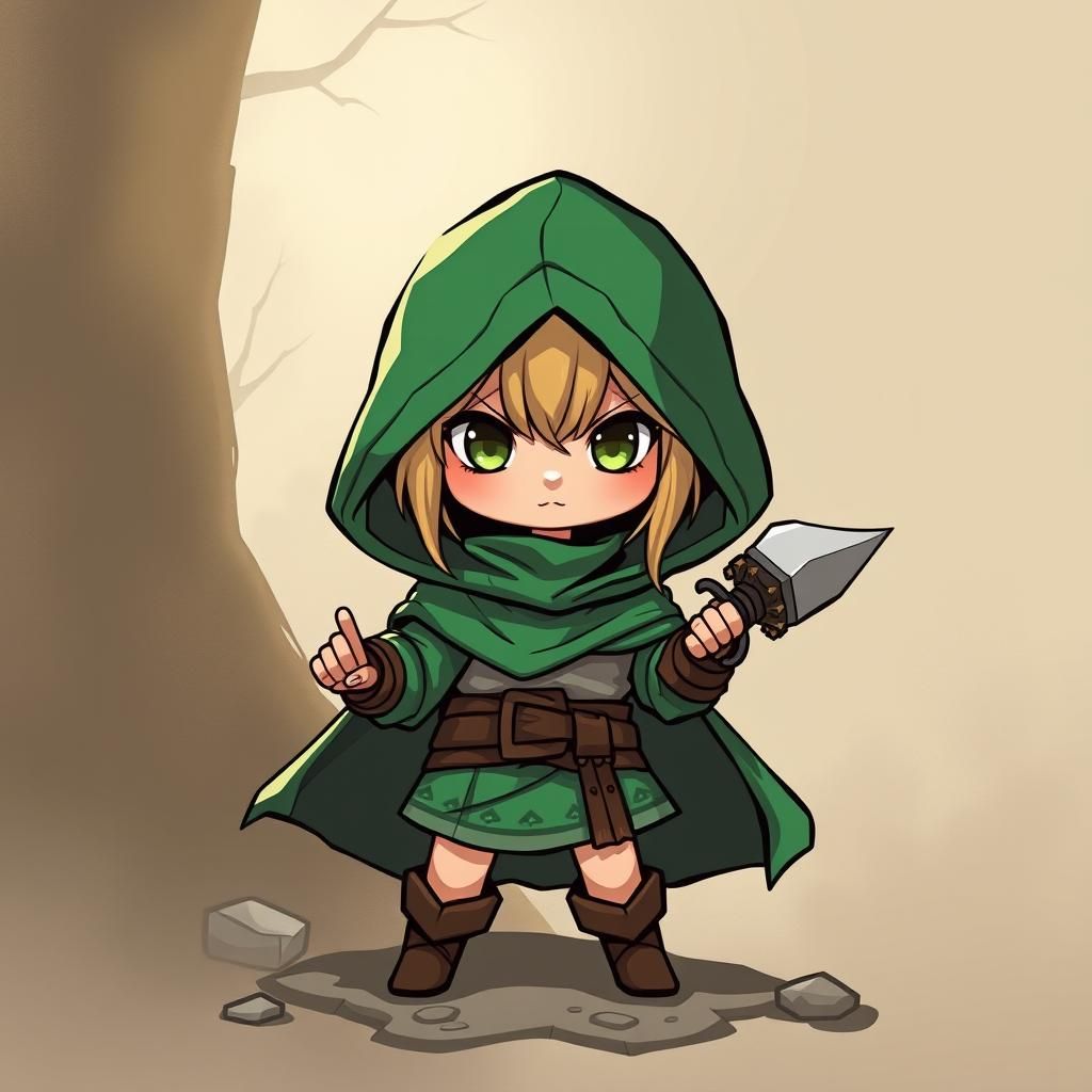 Chibi Female Thief in Green Hood