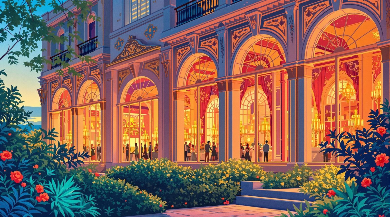 Grand Palace at Sunset with Elegant Arches