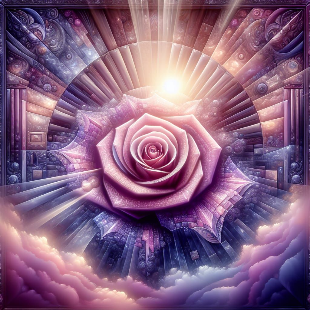 Purple Glass Rose with Baroque Illumination