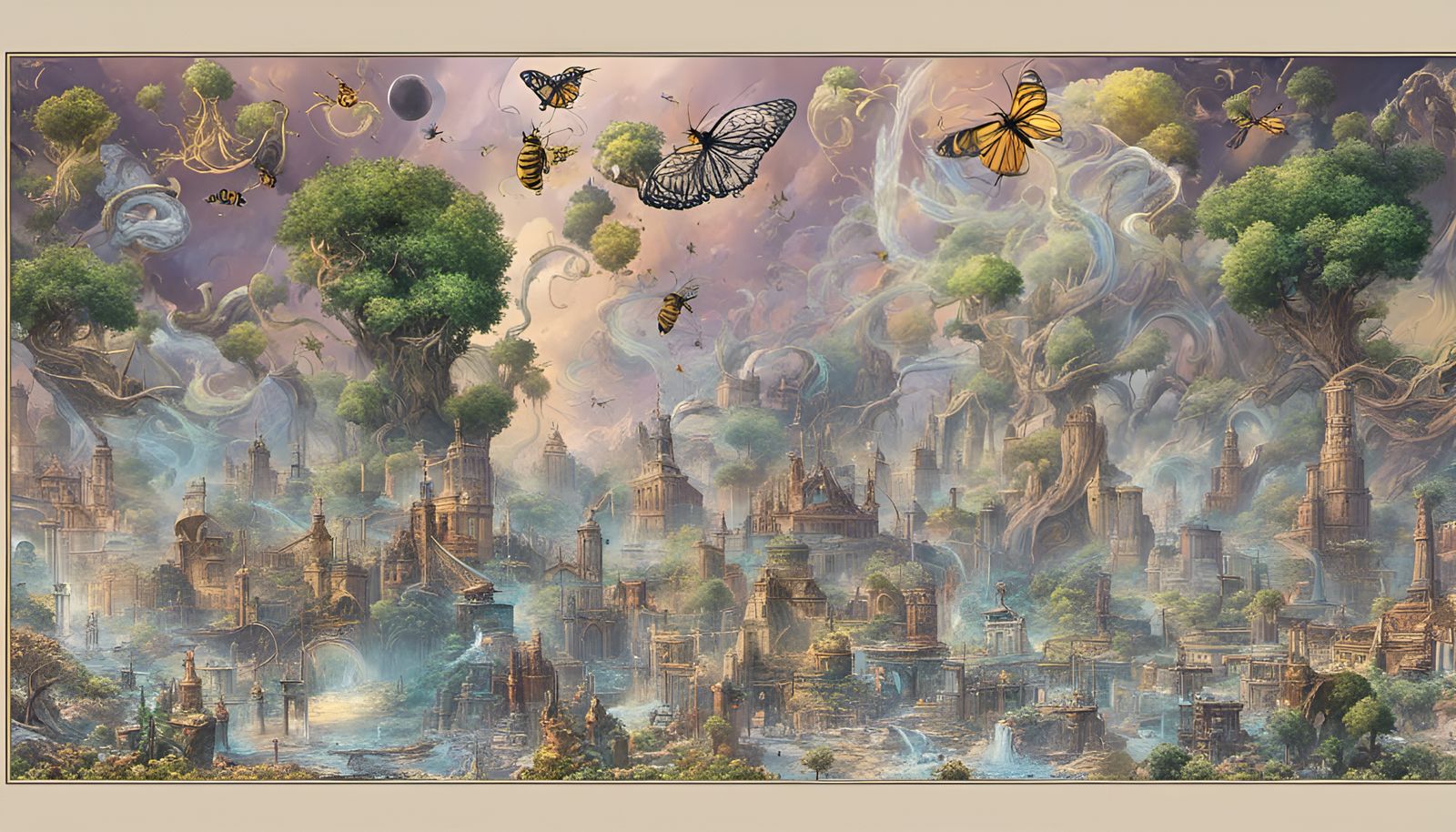 Futuristic City Overtakes Nature in Quantum Zentangle