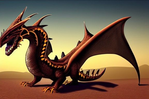 Majestic Desert Dragon in Arid Landscape