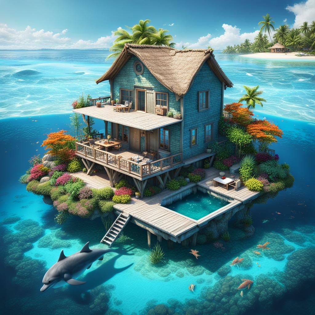 Beach House Paradise with Giant Dolphin