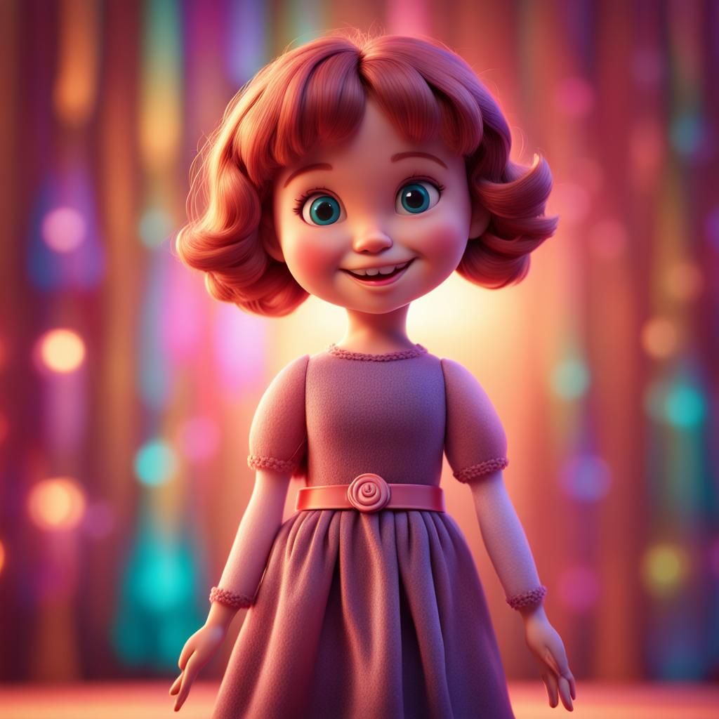 Magical Doll with Happy Face in 3D Style