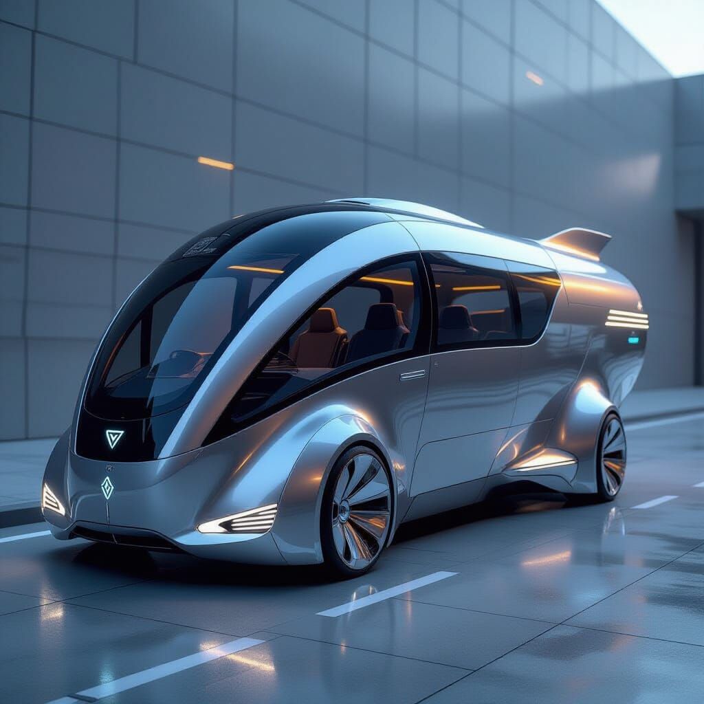 Futuristic Fan-Bus Hybrid in Industrial Sci-Fi Style