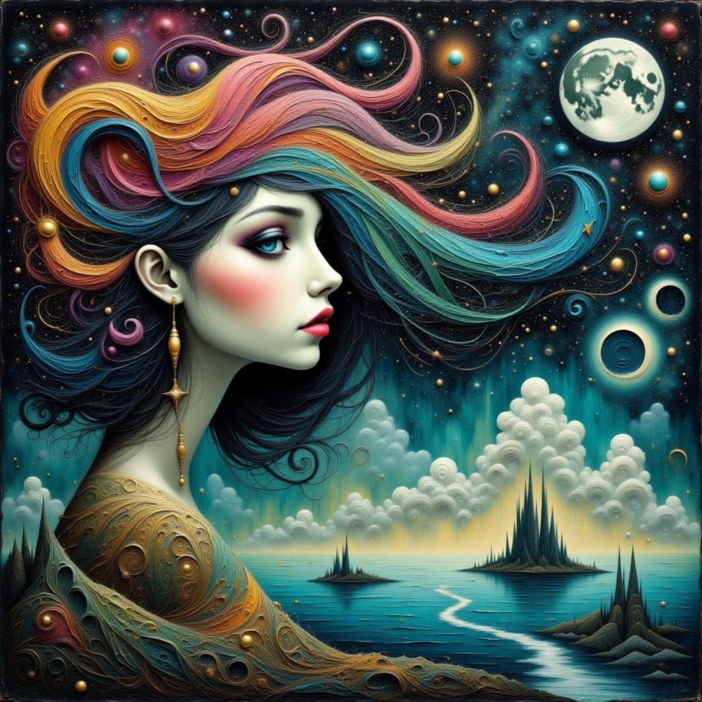 Cosmic Woman of Stardust and Nebulae