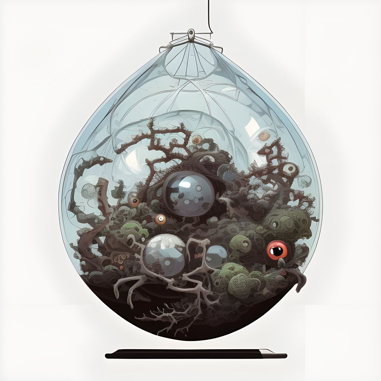 Eyeballs in Terrarium: Detailed Japanese Art