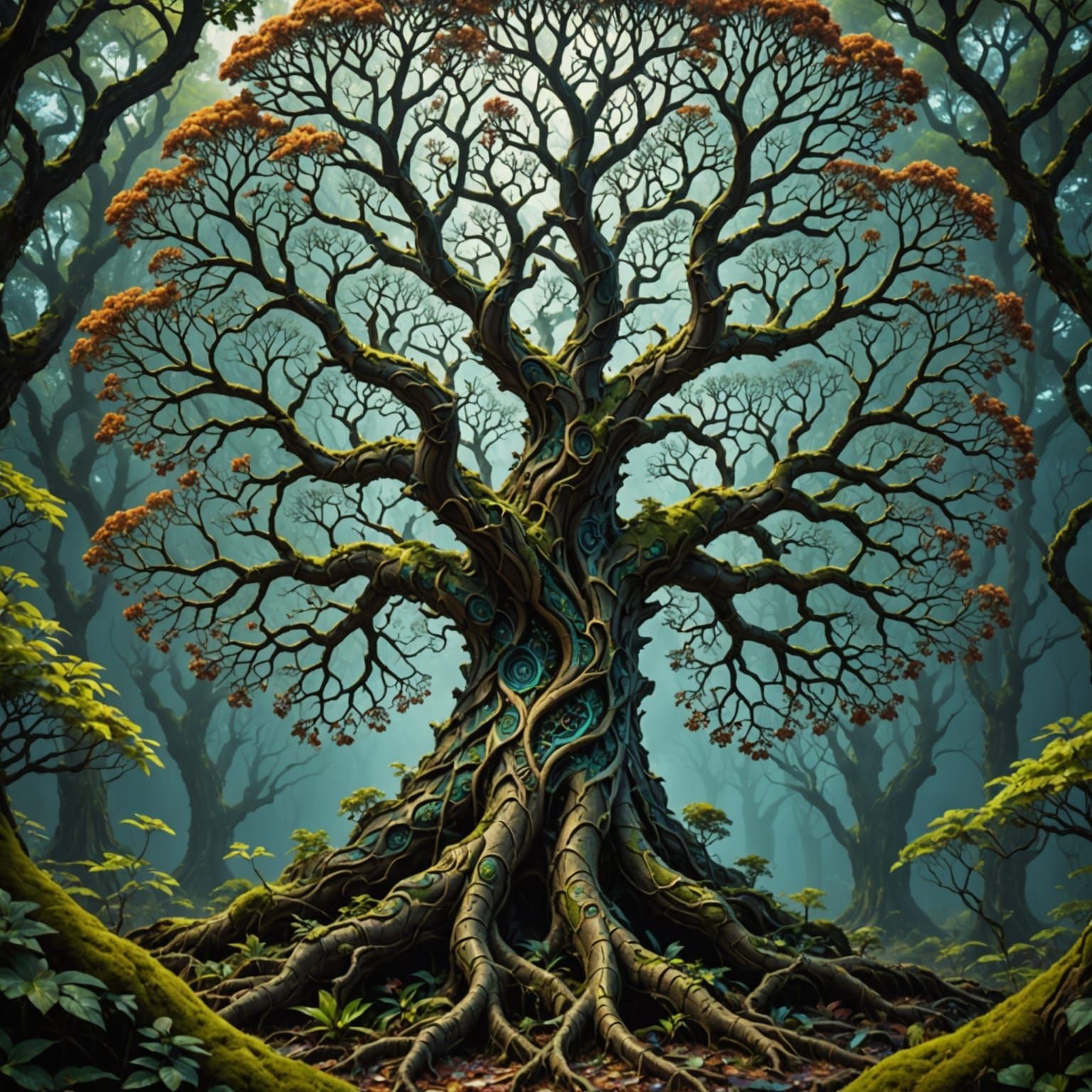 Fractal Tree in Vivid, Fantastical Patterns