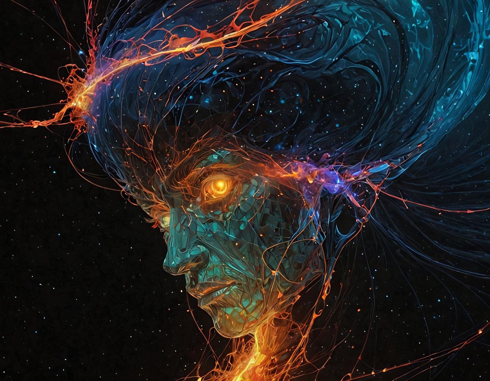 Neon Nebula Triangulation in Surrealist Style