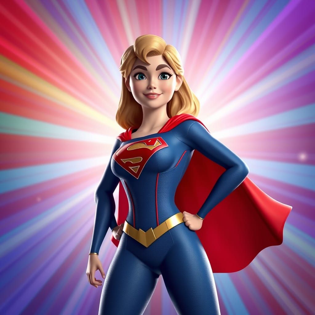 Supergirl in Dynamic Pose: 3D Digital Art