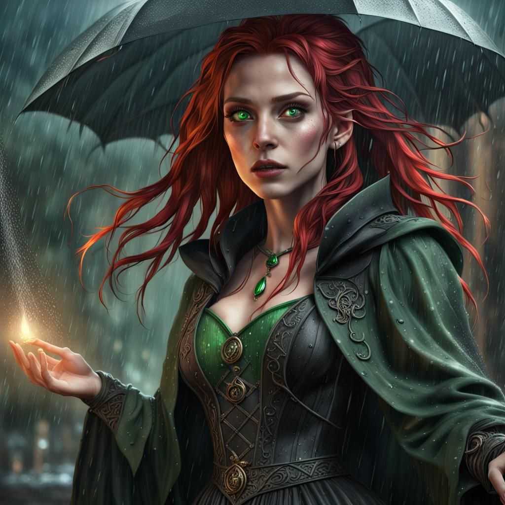 Gothic Sorcerer in Rain: Fantasy Concept Art